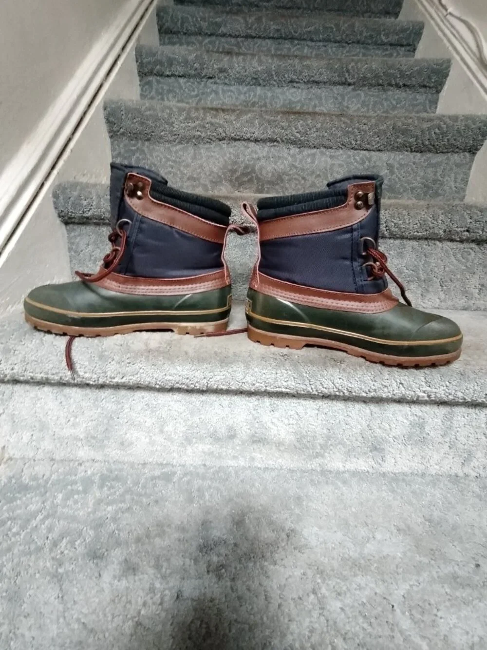 Northwest Territory Men Green/Tan Leather Winter Snow Boots Steel Shank Size 9
